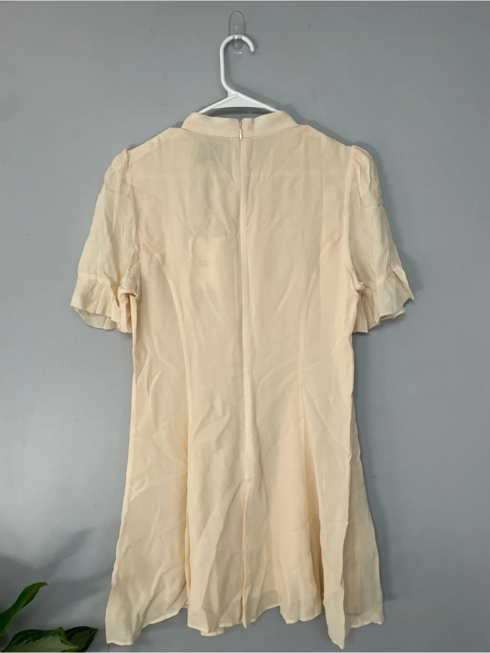 Reformation - Nara Smith - Whimsical Dress in Sugar - Cream Tie-Neck Mini Dress